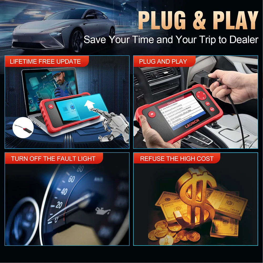 Launch CRP123 V2.0 PLUS 2024 New Full System Diagnostic Tool Machine for 12V Cars OBD2 Code Reader with 3 Reset Lifetime Free