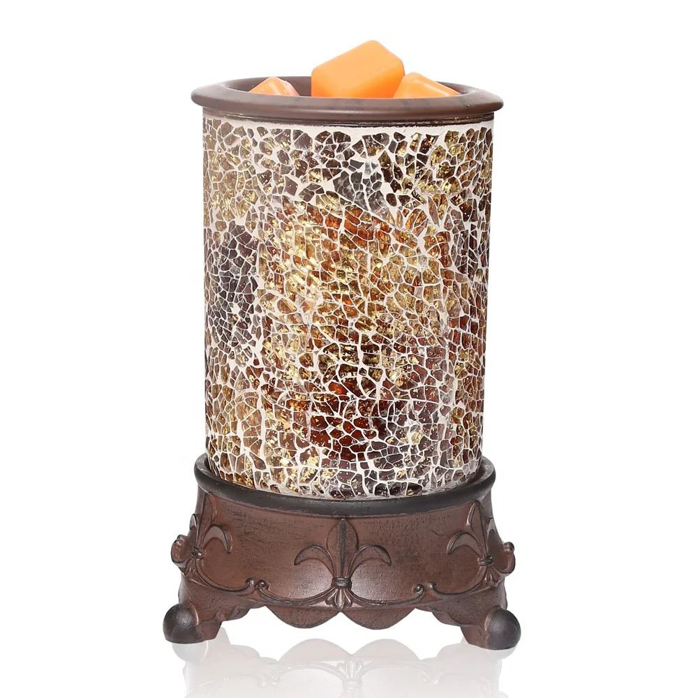 Delicate Unique Electric Mosaic Glass Wax Melt Burner Lamp With Antique Holder For Sale