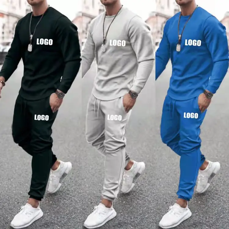 Custom Logo Training Fitness Sports Trousers Two Piece Set Men Tracksuit for Winter