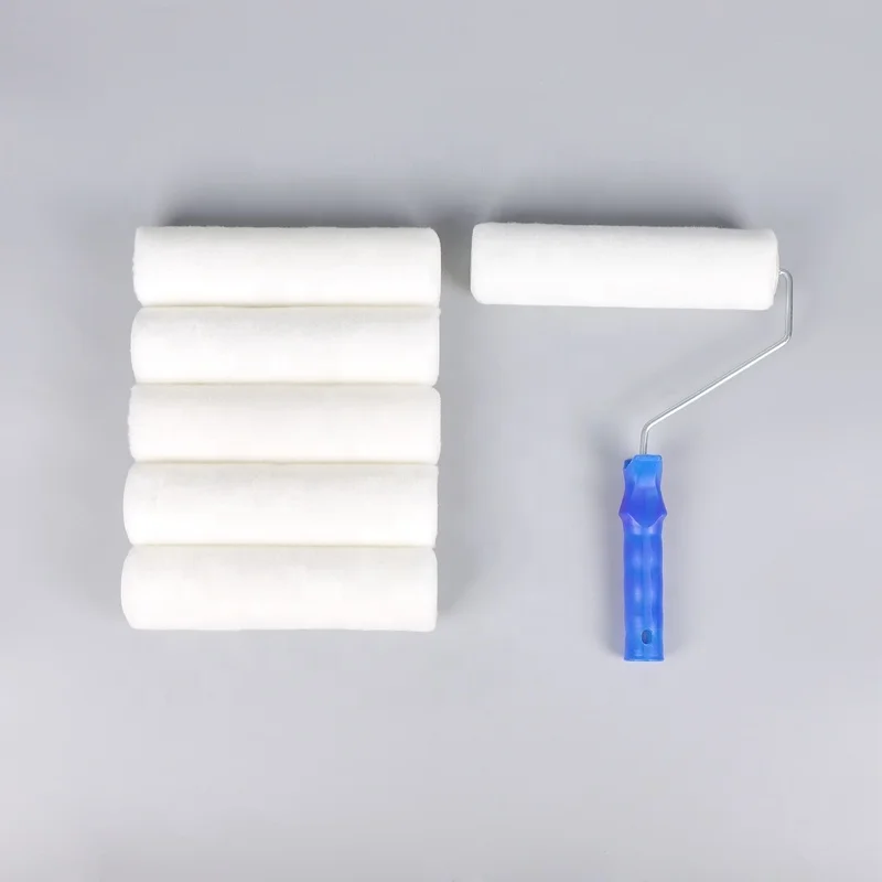 Paint Roller 9inch White Color Polyester Material Birdcage Bracket with Blue Plastic Handle