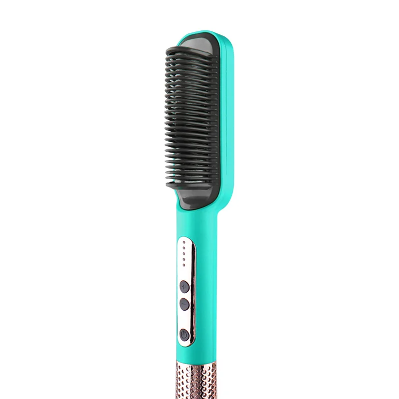 Custom Mini Negative Ion Hair Straightener Styling Comb Professional Electric Hair Straightener Brush Heated Comb