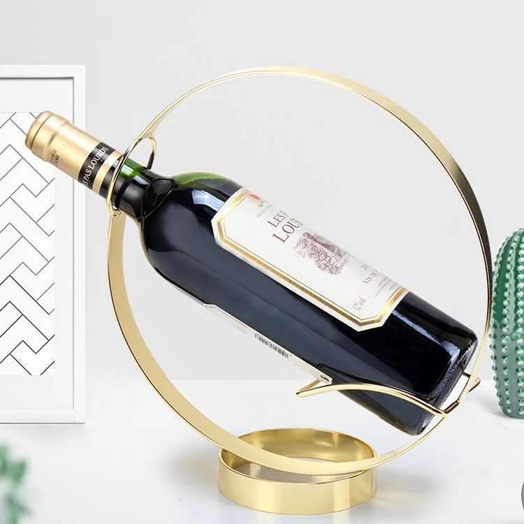 
Modern stylish round shape metal red wine rack gold bronze colors wine holders customized accept 