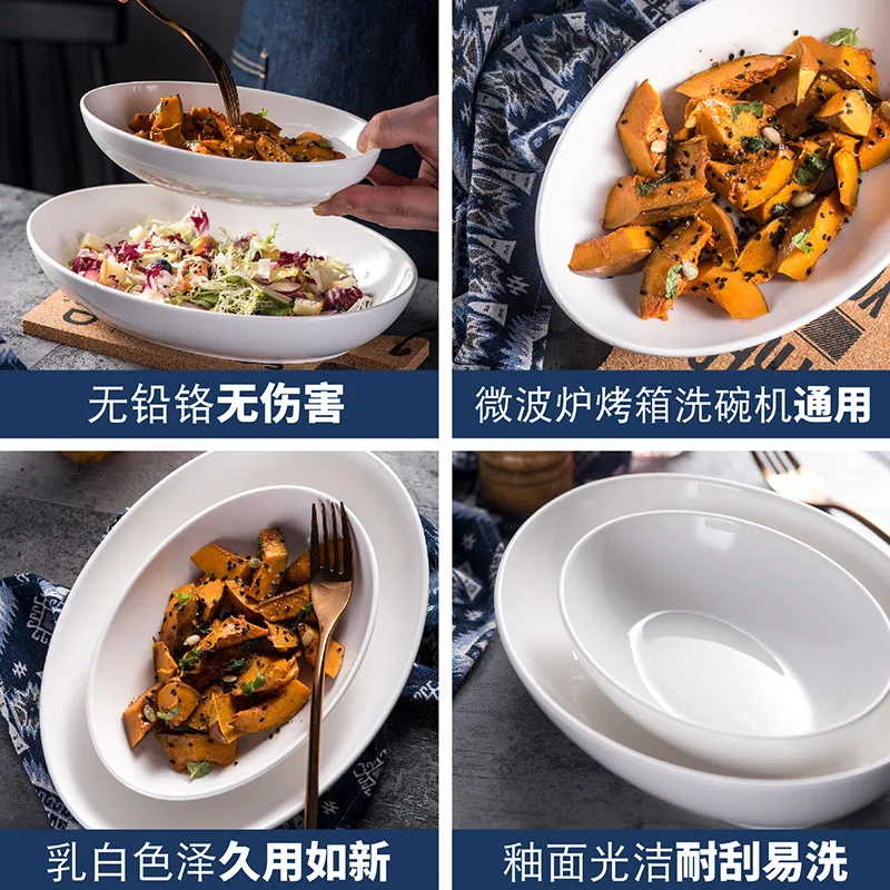 Oval Ceramic Plate  classic Design Restaurant Wedding White porcelain Plate Set elliptical fish Plate