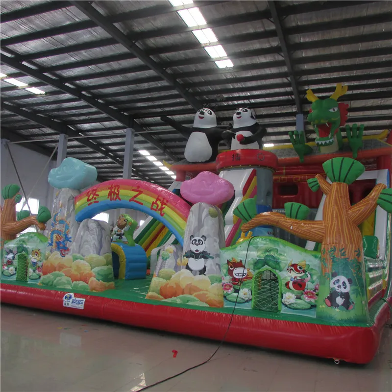 Inflatable Panda Toboggan Slide , Inflatable Rock Climbing Slide