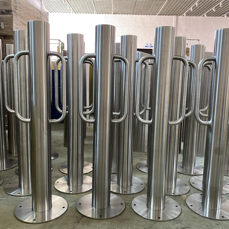 Stainless Steel Double D style Post Hoop Cycle bollard type bicycle Stand