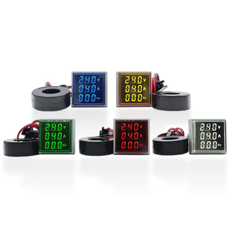 LED Digital Voltmeter Ammeter Hertz HZ Meter AC 50-500V 0-100A Voltage Current Volt Amp Tester Detector Signal Light Indicator