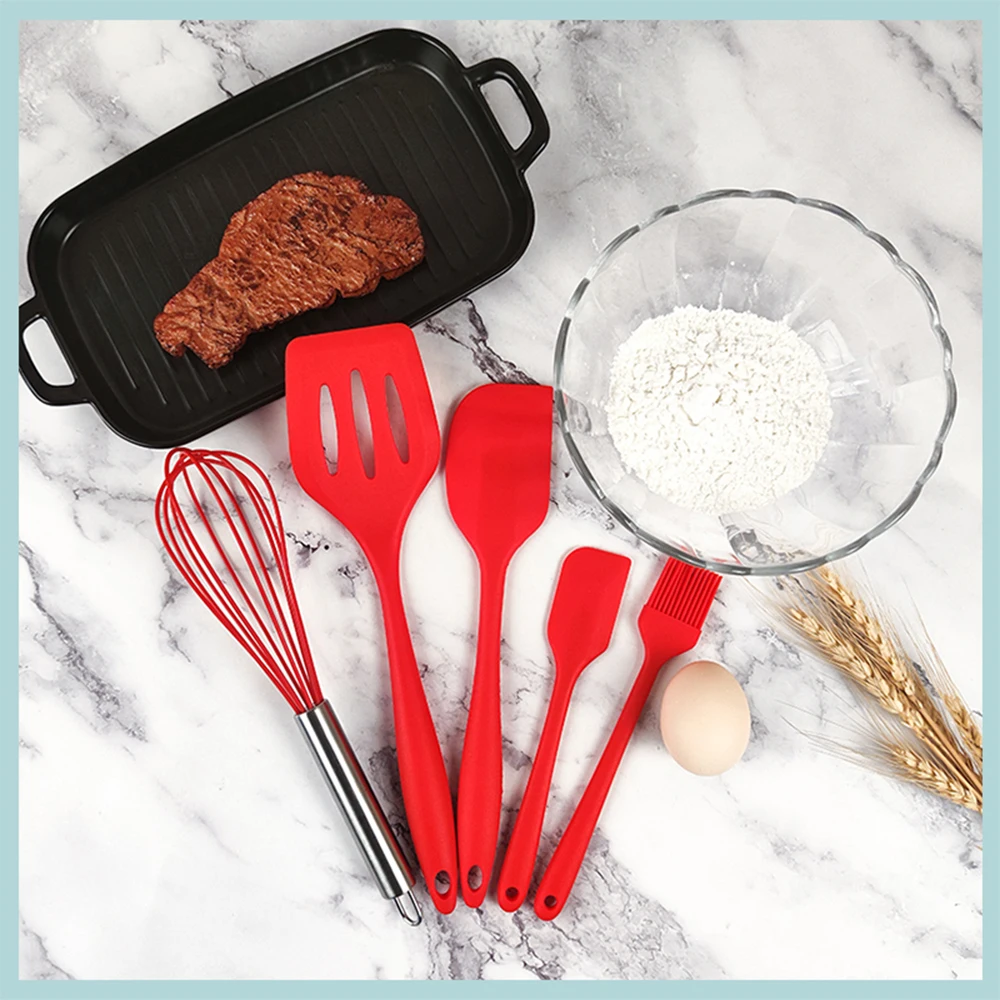 Non-stick BPA-free Heat Resistant Silicone Spatula Turner Brush Whisk Cookware Set Silicone Kitchen Utensils