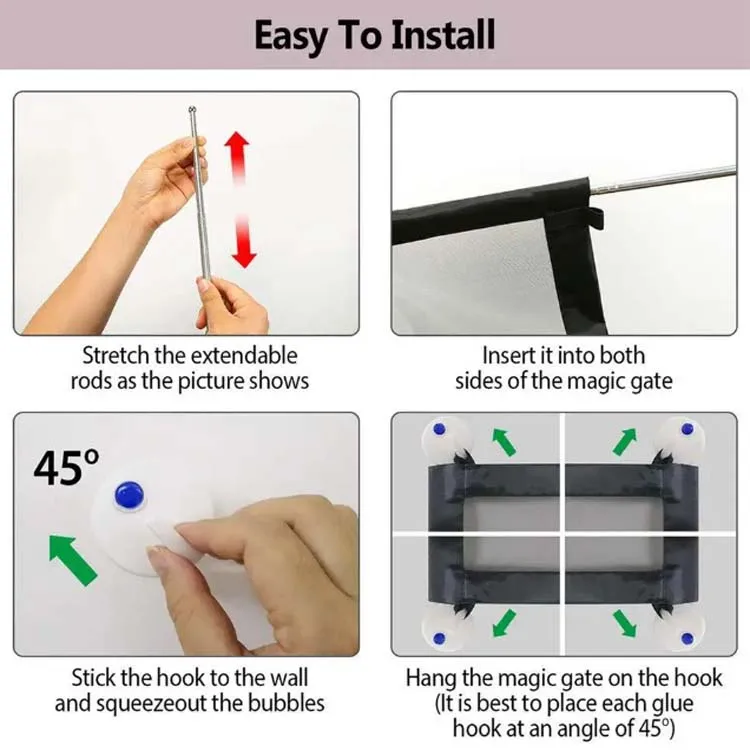 Multi-Functional Pet Safety Gate Easy Installation Foldable Mesh Fence Indoor and Outdoor Ventilated Barrier for Home Pet Manage