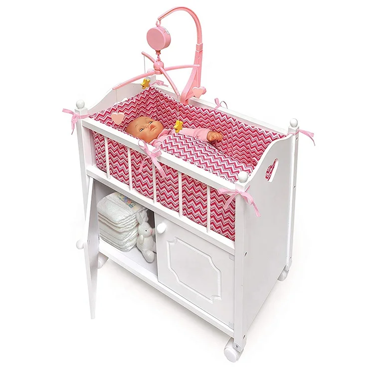 
New Diy Miniature Wood Bed For Doll Furniture Rocking Cradle Wooden Doll Bed 