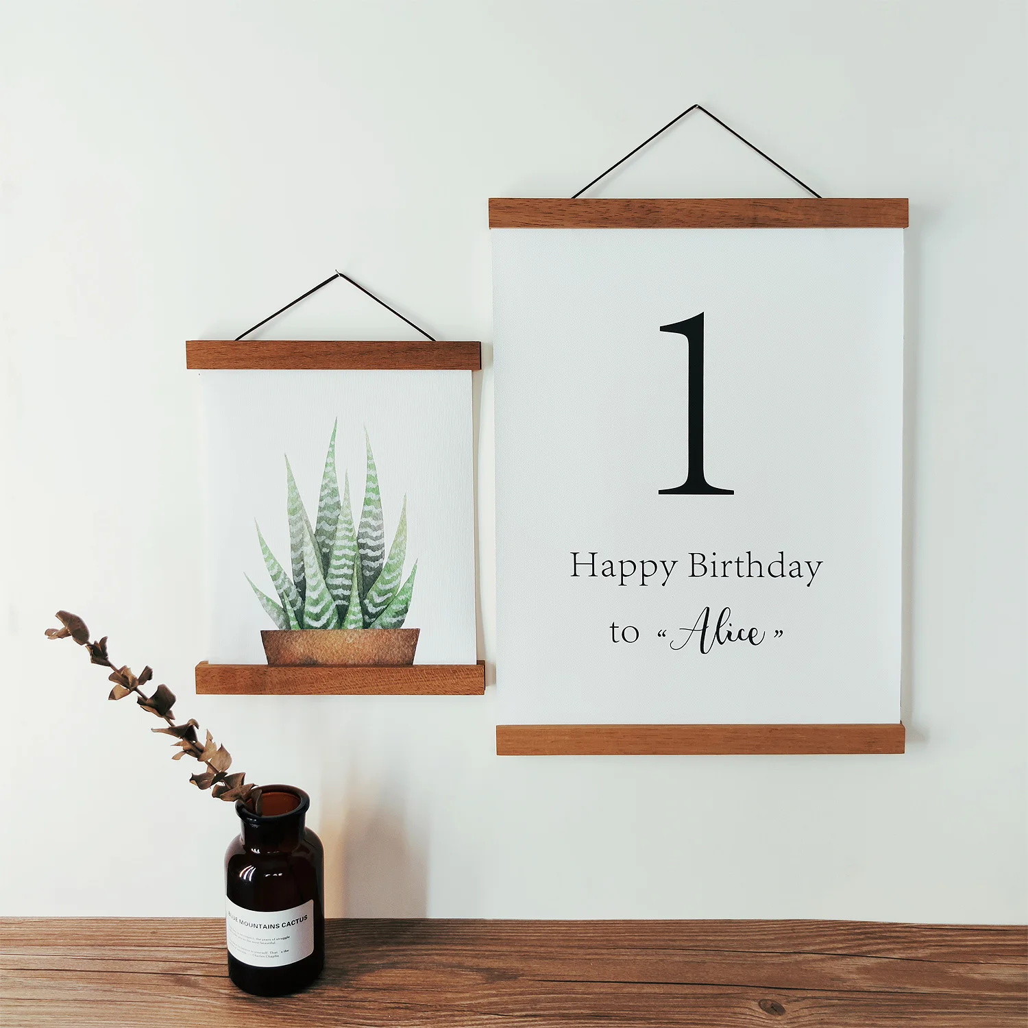 Poster Frame Magnetic Teak Wood Frame Hanger For Photo Picture Canvas Art Work Printing Wall Hanging