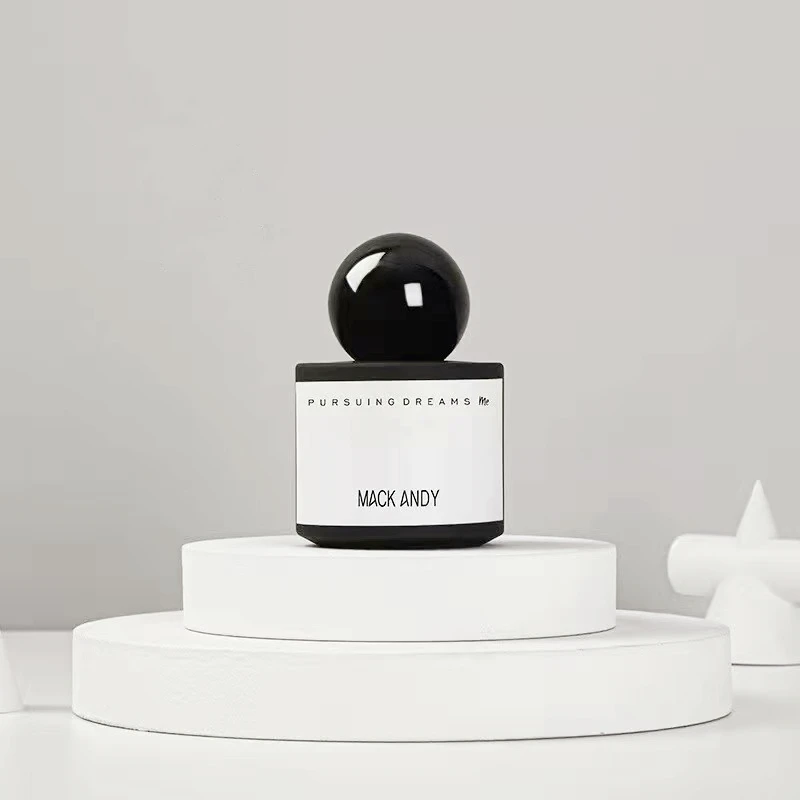 Wholesale Customized Logo 50ml Black White Round Empty Perfume Bottle with Box