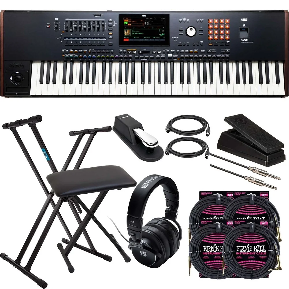 Korg PA5X 76 76-Key Arranger Workstation New Solid Wood Grand Piano Keyboard Mechanical Style Model Number
