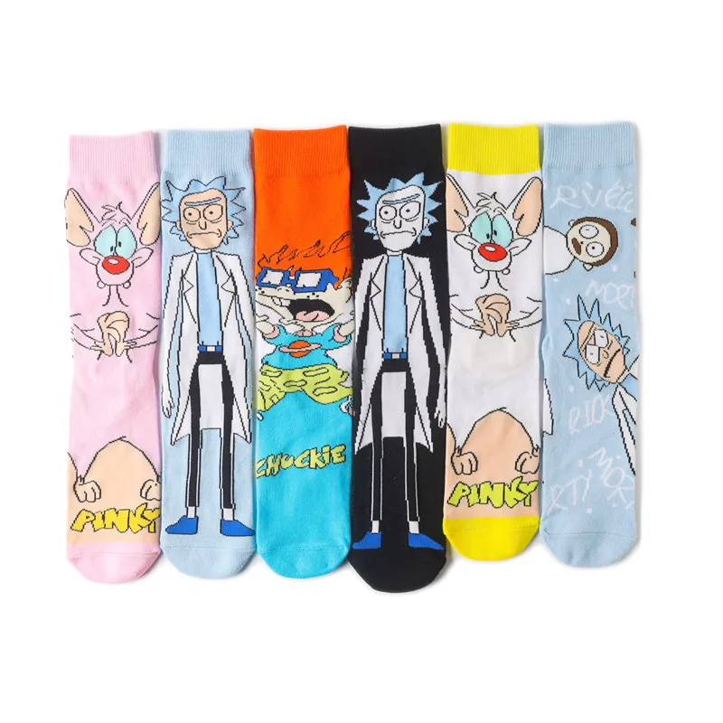 The West Hot Sale Funny Cute Cartoon Anime Characters Adults Stockings Breathable Cotton Popular Cartoon Couples Socks