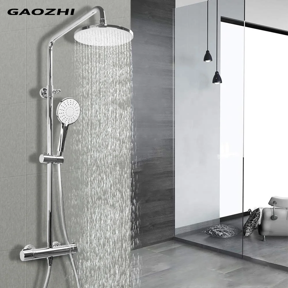 High Quality Wholesale Thermostatic Shower Column Set Black Copper Full Muslim Shower Sets 3 Ways Black Square