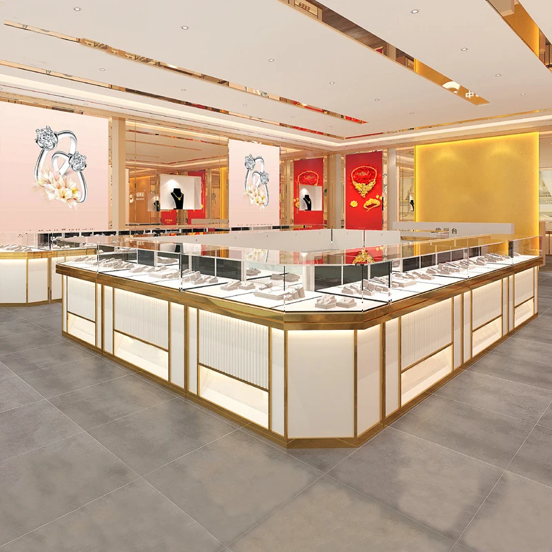 Custom LOGO Jewelry Cabinet Luxury Shop Ring Bracelet Watch Bangle Display Showcase Jewelry Store Counter