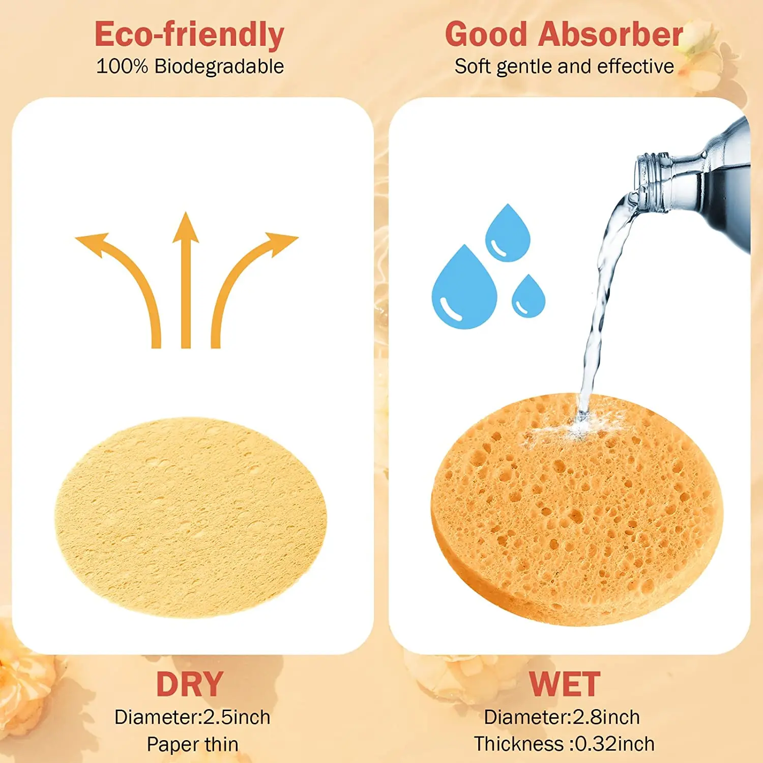 2023 China Factory Supply Natural Facial Cleansing Compressed Cellulose Sponge
