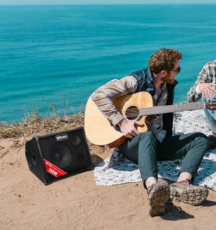 COOLMUSIC 100W Rechargeable Outdoor Amplifier Vocal Karaoke Speaker Acoustic Guitar Amplifier