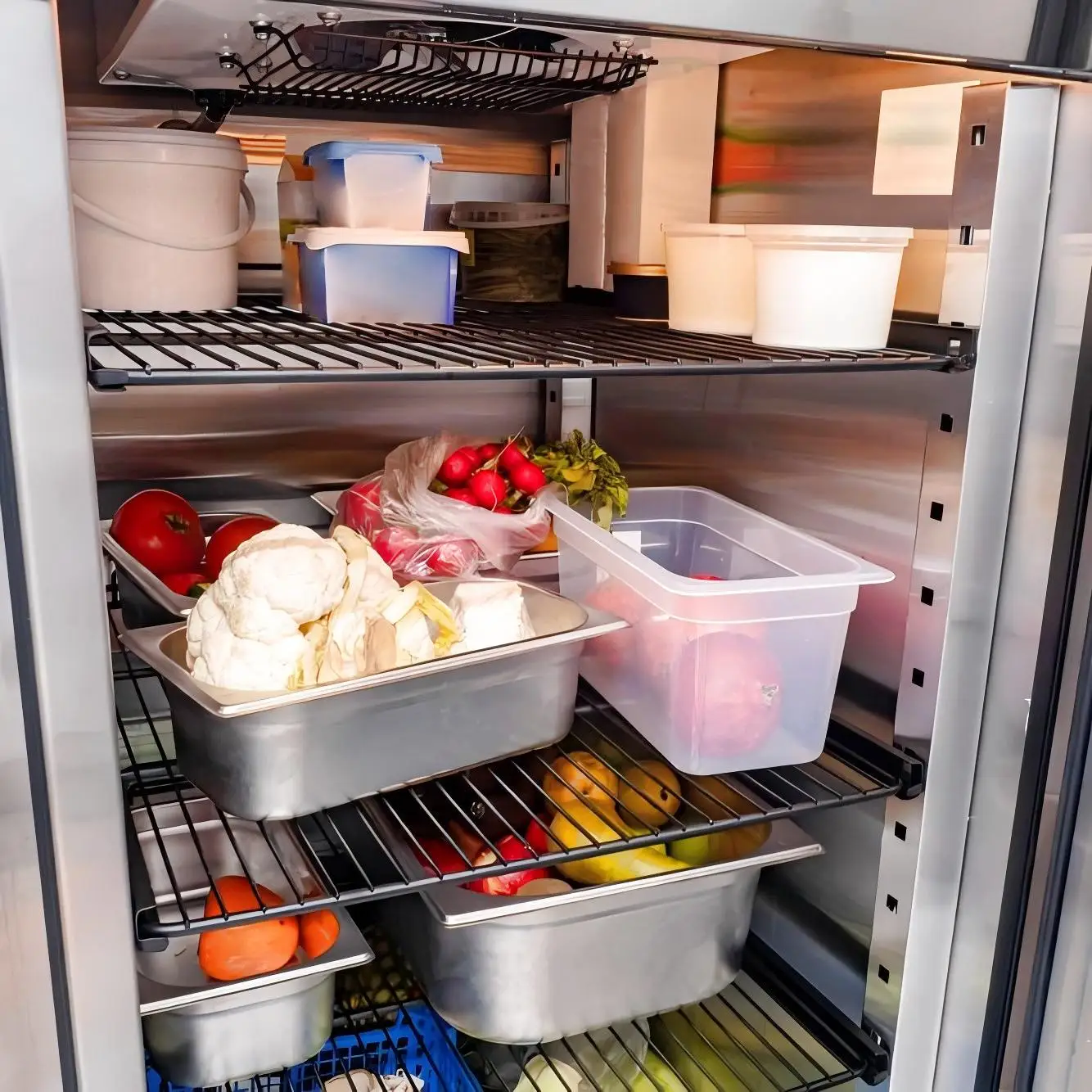 Professional Commercial Kitchen Fridge Stainless Steel Upright Chiller with Glass Door Meat Storage Cooling Refrigerator