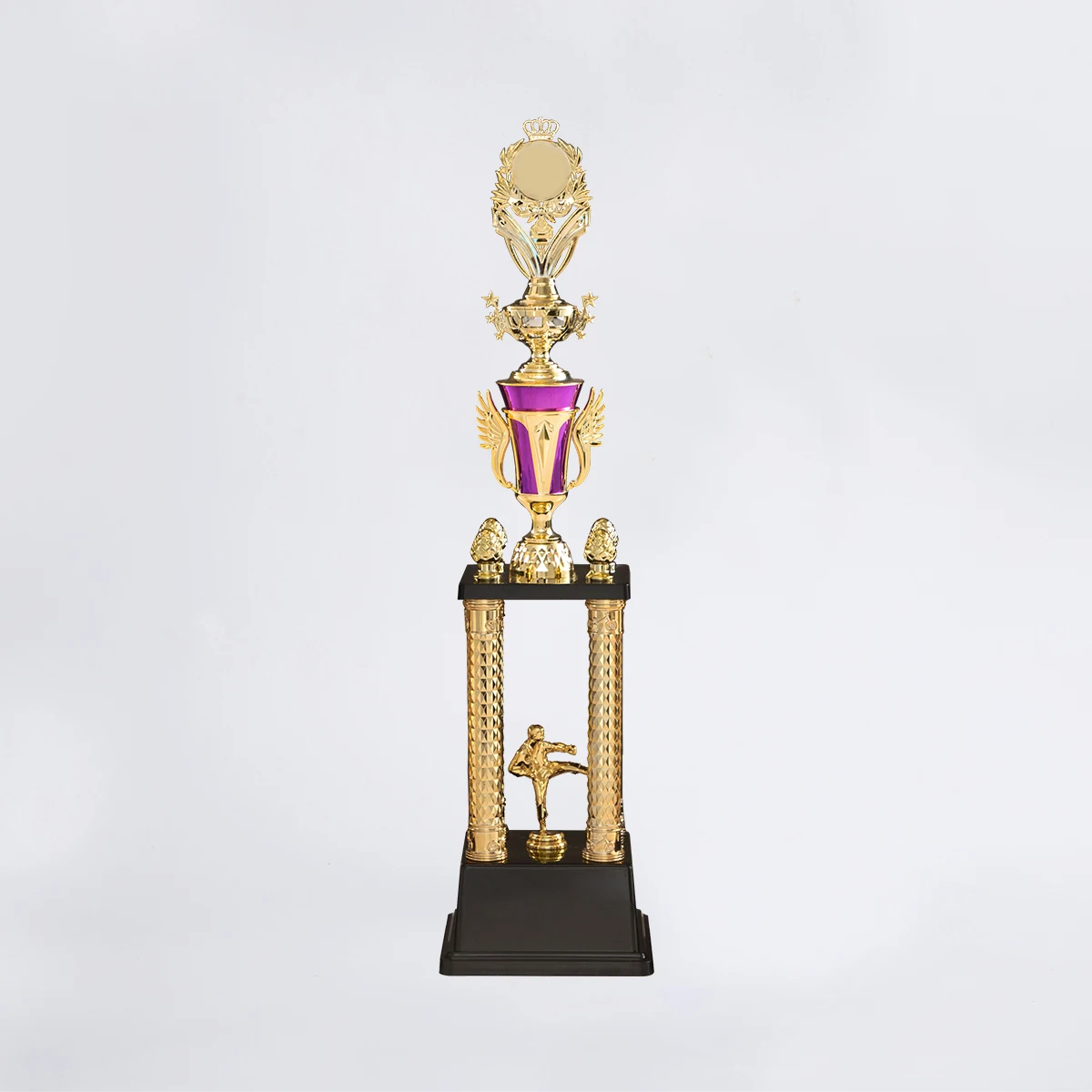 Большой трофей высокого качества четыре золотых столба фиолетовая кружка с черным покрытием несколько размеров для церемонии награждения SZ12