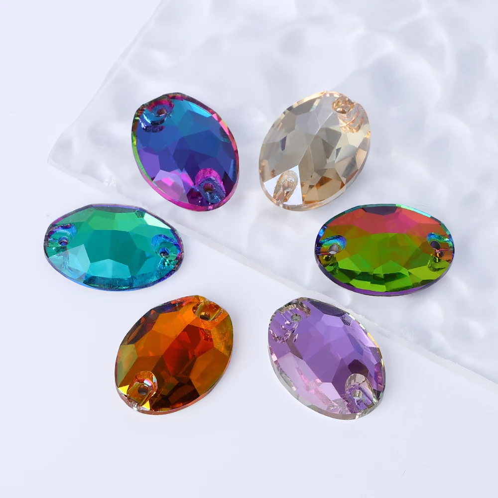 Oval Crystal Sew-on Rhinestones 3210 Flat Back 2 Holes High Quality Glass Garment Beads Clothing Sewing Accessories