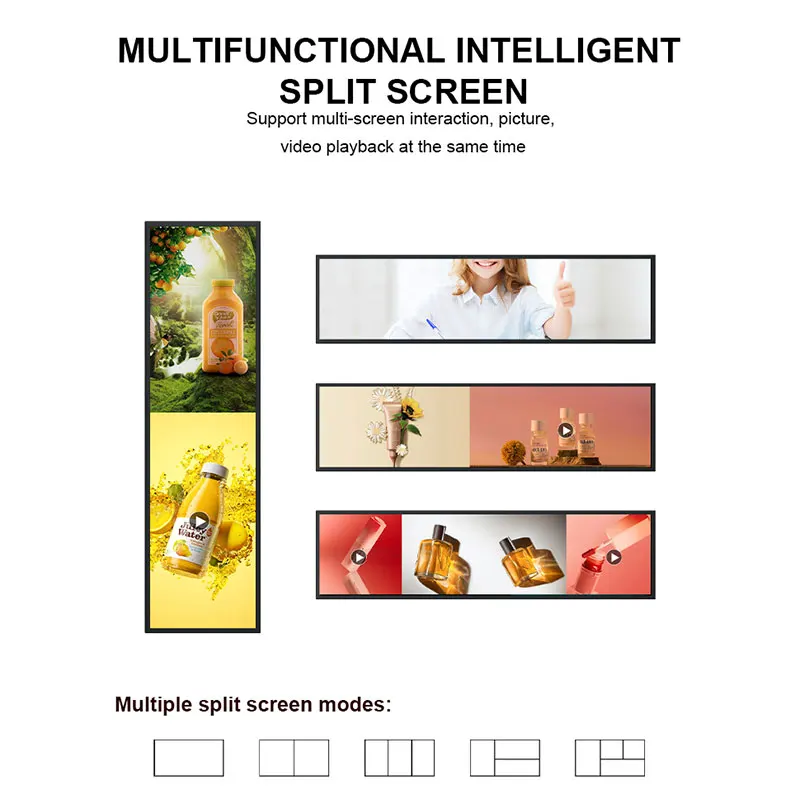 Stretched Bar LCD Panel 29 Inch Resolution Backlight Store Shelf Display Screen Strip LCD Display