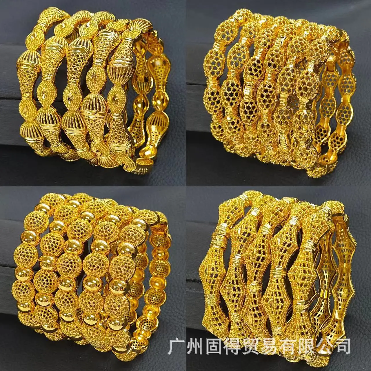 Nigerian jewelry 24K Dubai gold bracelet Bridal Bangles carving Open Cuff bangle bracelet