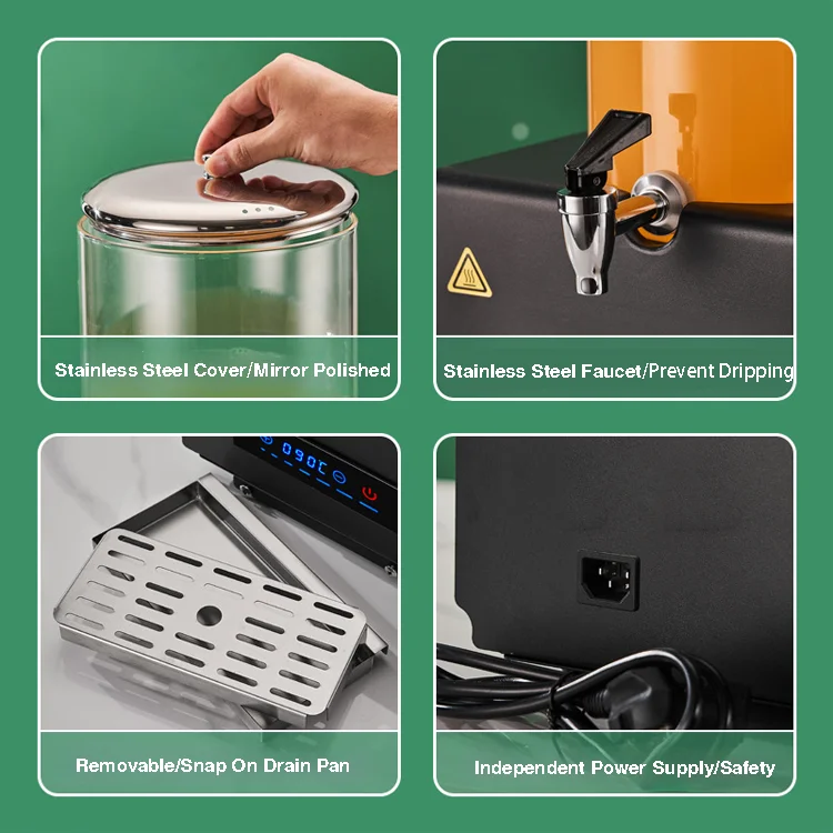 5L Single Head Electric Heated Juice Cauldron Touch Temperature Control High Borosilicate Glass Beverage Dispenser With Faucet