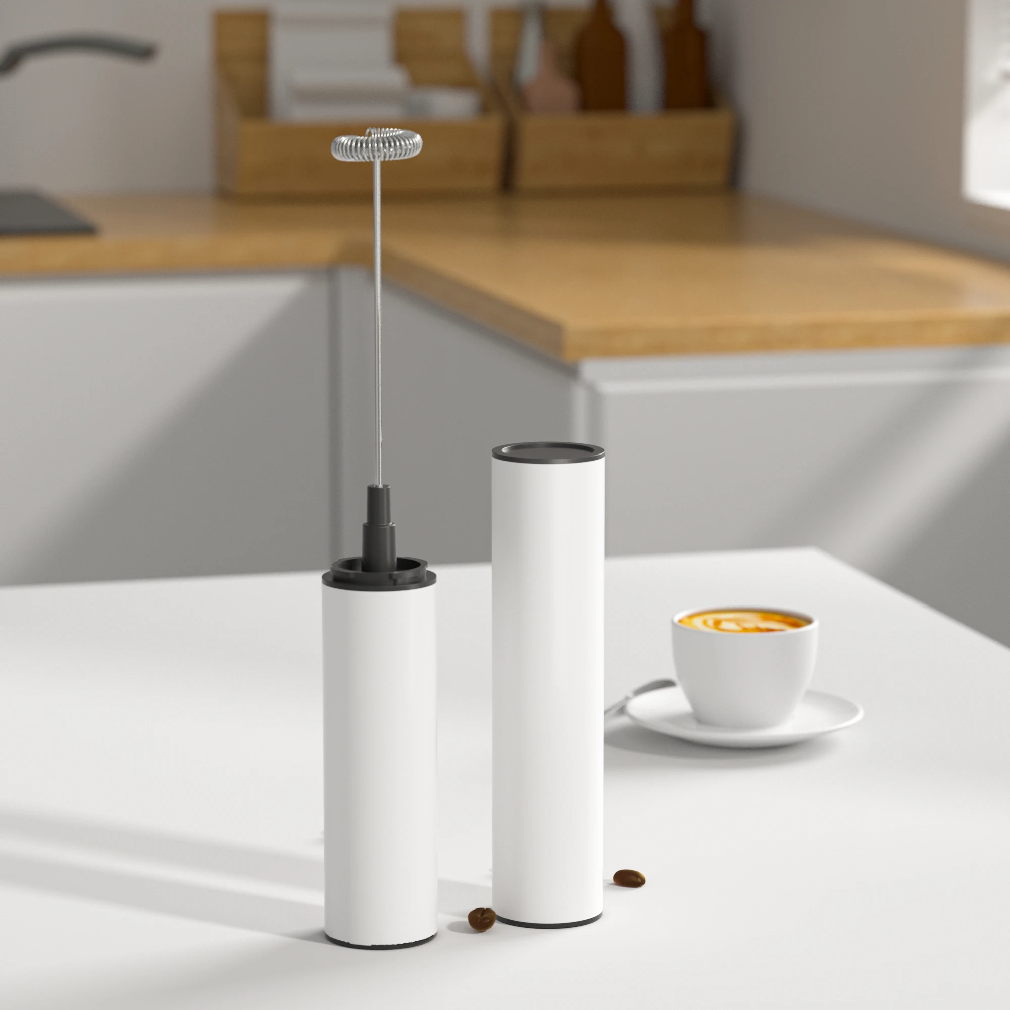 New Arrival Portable White automatic stainless steel USB rechargeable handheld electric milk frother for cappuccino