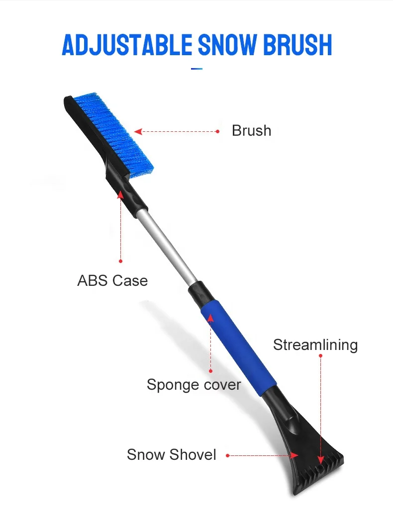 Hot Selling Extended Snow Sweeping Brush Glass  Clearing Shovel Ice Adjustable Snow Removal Shovel