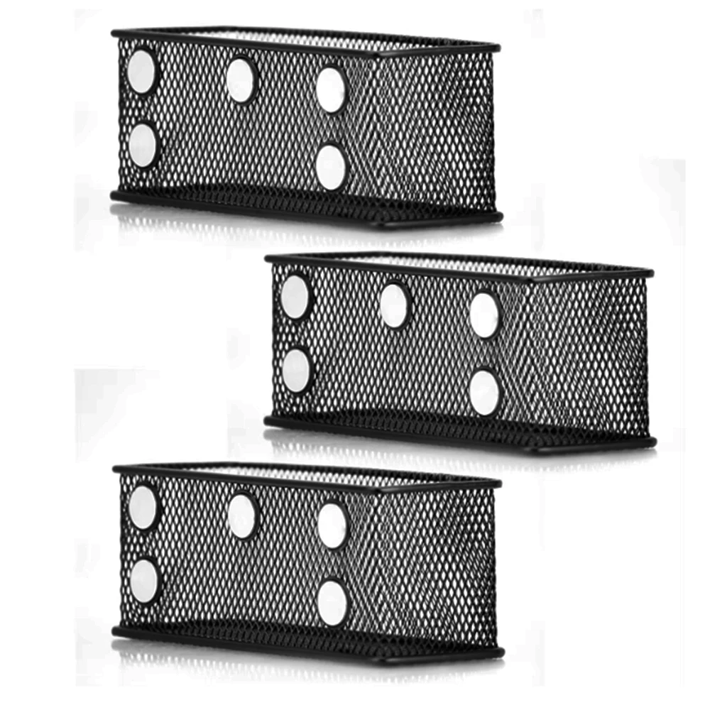 Набор из 3 мощных магнитных органайзеров для настольных и выдвижных ящиков черная сетчатая корзина с ручкой канцелярский держатель