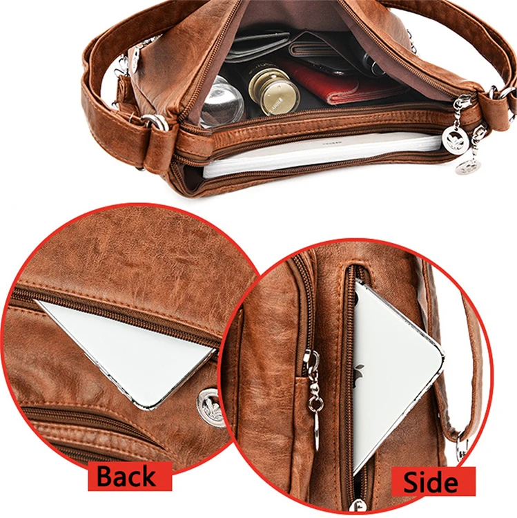 Luxury Bolsas Femininas Mujer De Para Dama Women Vintage Crossbody Leather Hand Bags Fashion Tote Travel Leather Handbag