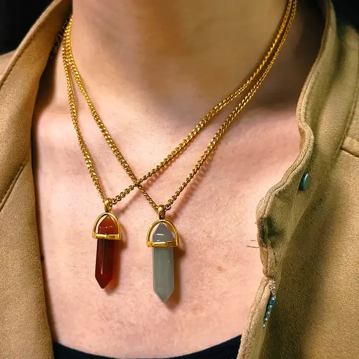 Fashion Jewelry Necklaces Carnelian Green Aventurine Necklace Fine Jewelry Natural Crystals Healing Stone Necklace for Men Women