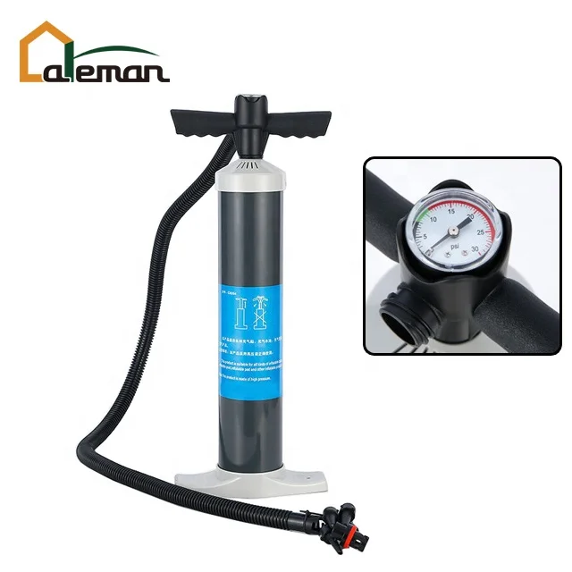 3L High Volume Hand Air Pump Manual Inflator W/Pressure Gauge & Limiting Valve Inflating Boat Kayak Canoe Sup Single Action Grey