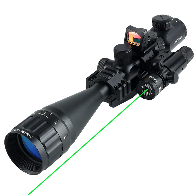 SYQT High Quality Hunting Scope 6-24X50 Optics Red Green Illuminated Sight Scope Set