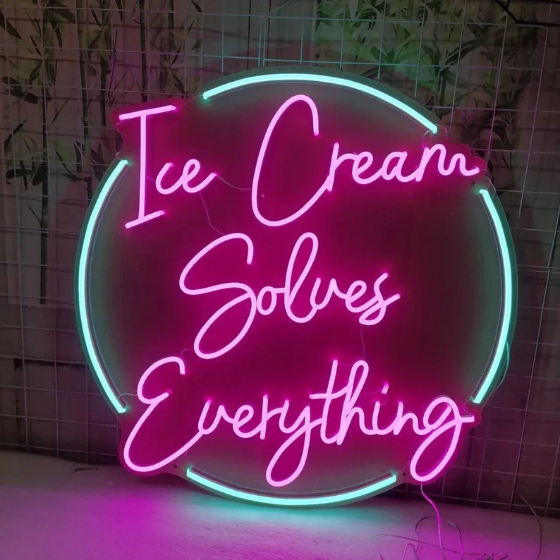 Custom Store Name Neon Sign Ice Cream Neon Sign Custom flex Led wall custom Neon Light Sign for bar
