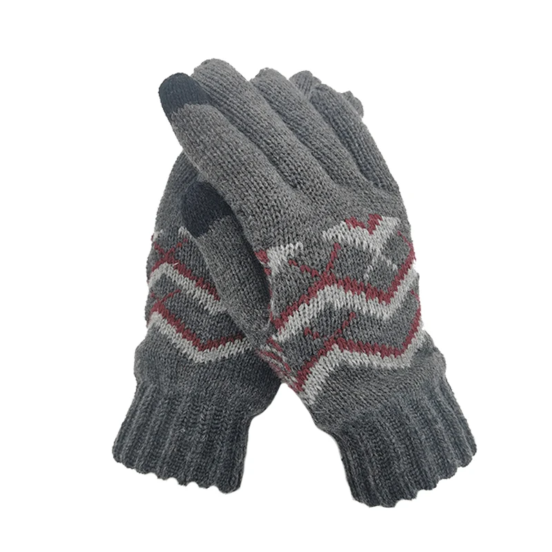 warm gloves Winter warm screen touch finger acrylic yarn fashion jacquard glove with thinsulate lining