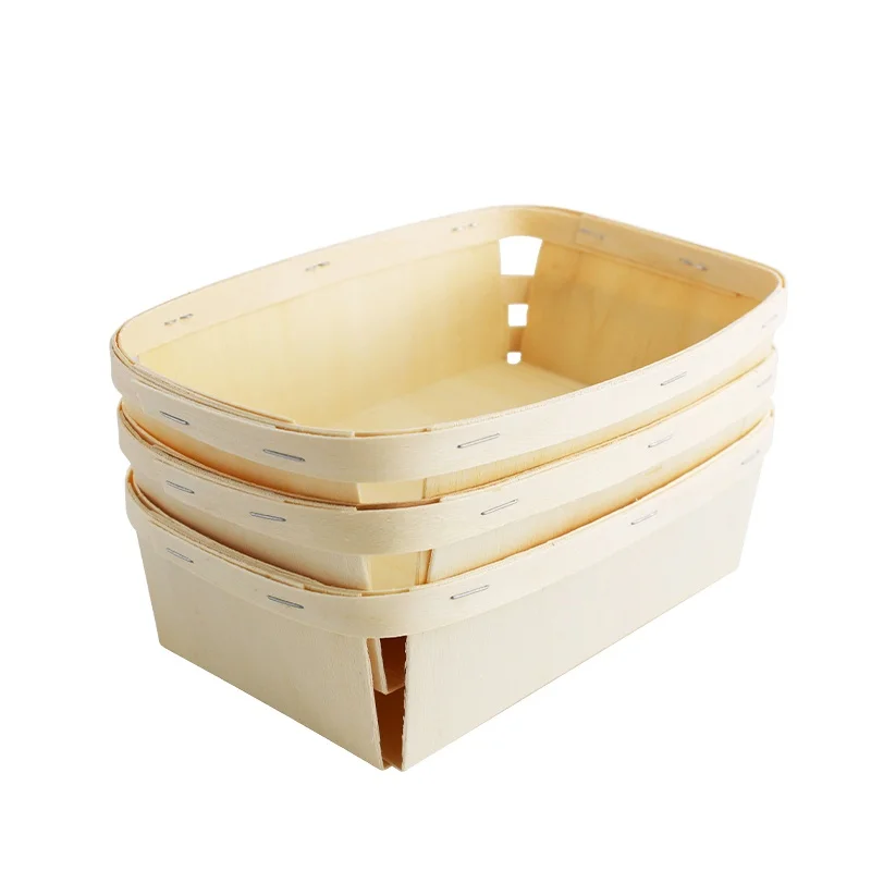 Eco-friendly Disposable Wood Woven Food Storage Basket Handcraft Cane Gift Picnic Basket