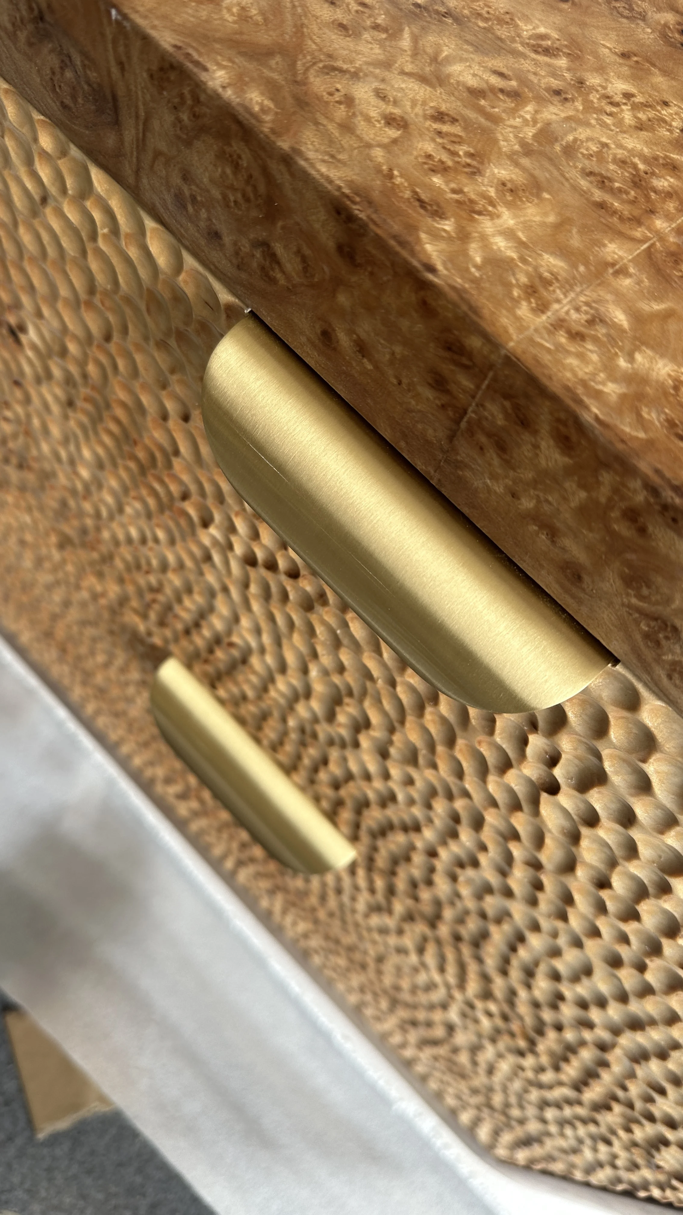 Vintage Wood Burl Veneer Nightstand Handmade Rustic Villa With Iron Handle Home Nightstands