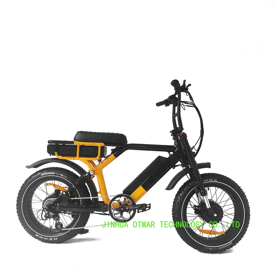 OTMAR Full Suspension 1000w Retro Big Saddle Electric Bike Dual Electric Bike Double Battery Electric Bicycle