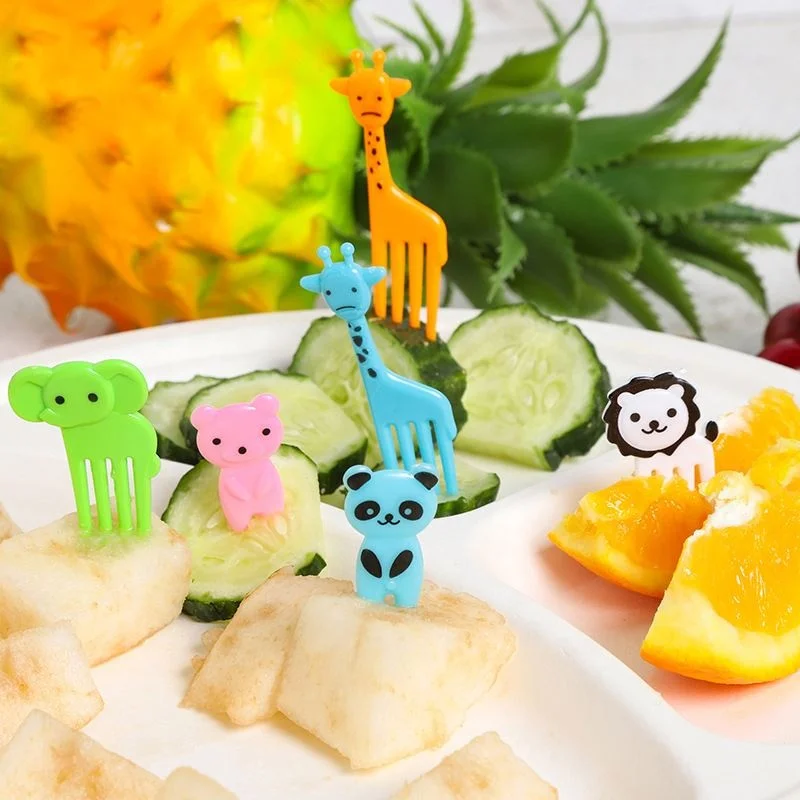 Animal Fruit Fork Food Grade Plastic Mini Cartoon Kids Cake Fruit Toothpick Bento Lunch Bento Accessories