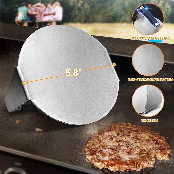 5.8 Inch Stainless Steel Metal BBQ Grill Spatula Tool set Barbecue Grills Accessories Tools Utensils Burger Smasher For Outdoor