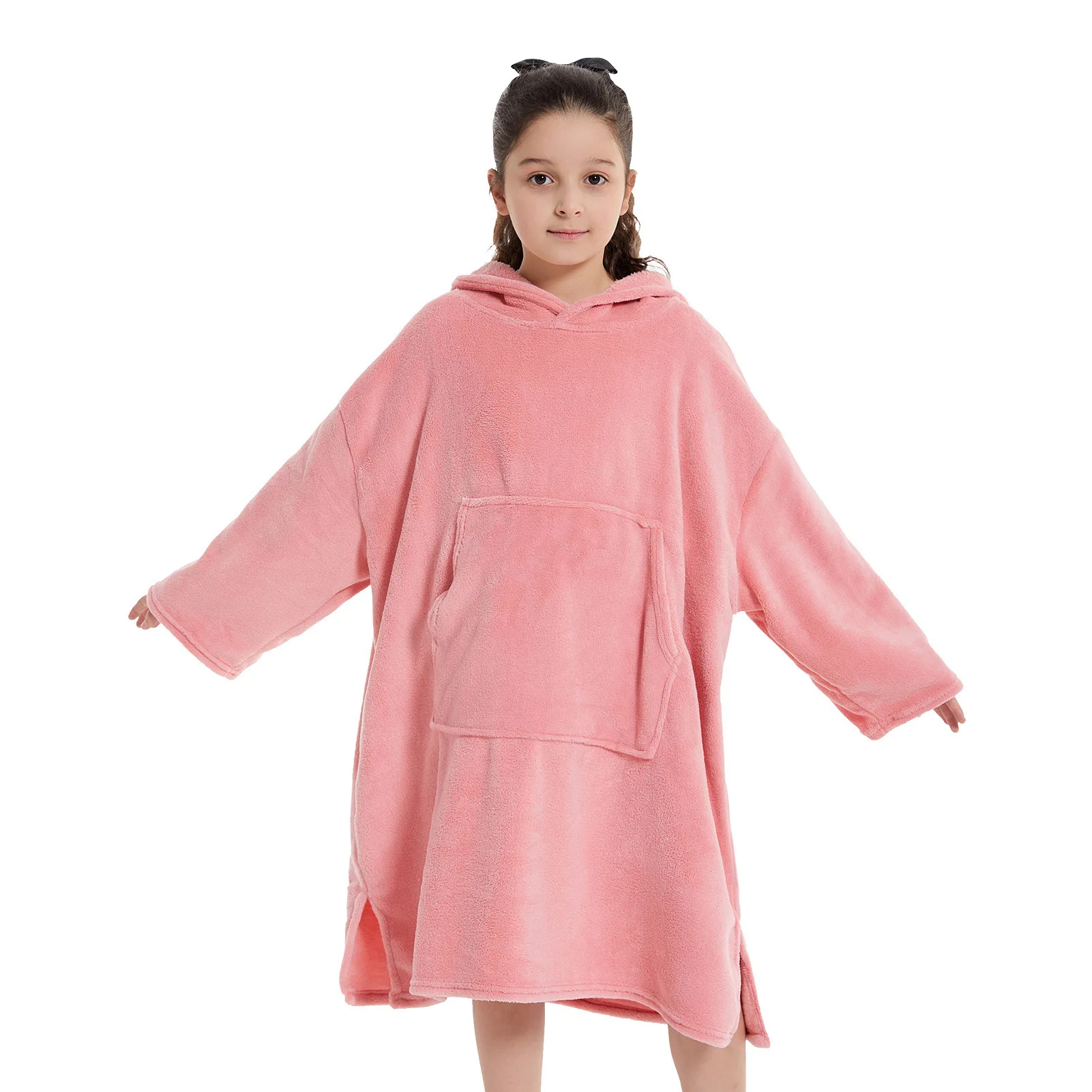 Teens teenage Quick Dry microfiber coral fleece long sleeve fall winter custom Logo Robe Hooded Beach change Towel Surf Poncho