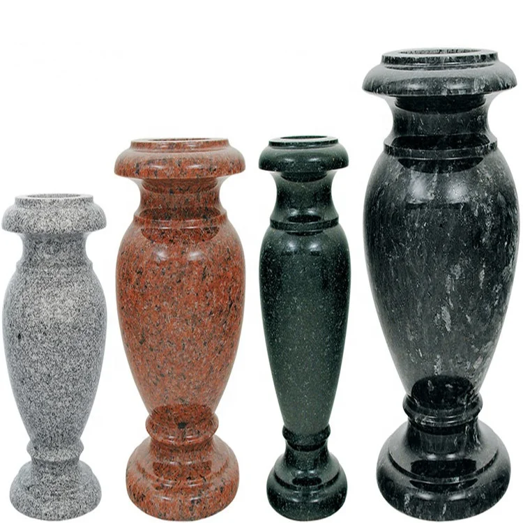 Carved stone lantern and vase for cemetery use