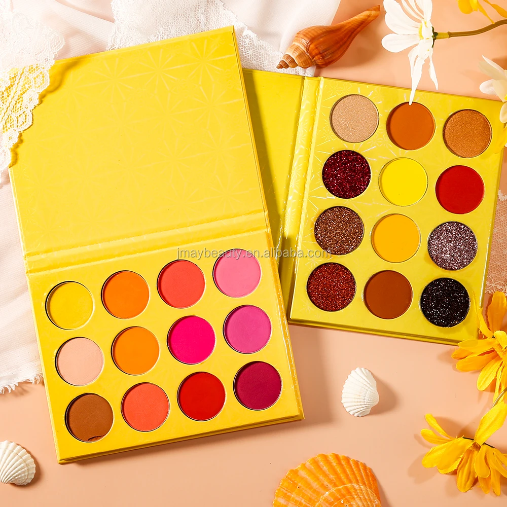 Private Label Makeup Cosmetics No Brand Wholesale Makeup Pressed Glitter Carton Eyeshadow Empty Eyeshadow Palette Eye Shadow Dry