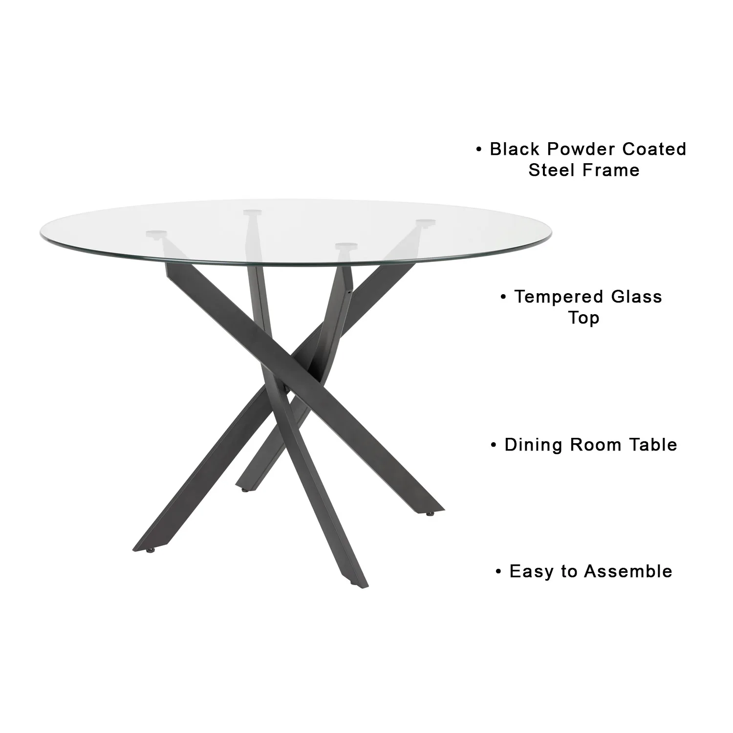Modern round Tempered Glass Dining Table for Home Kitchen Hotel Bedroom or Apartment-for Living Room Furniture