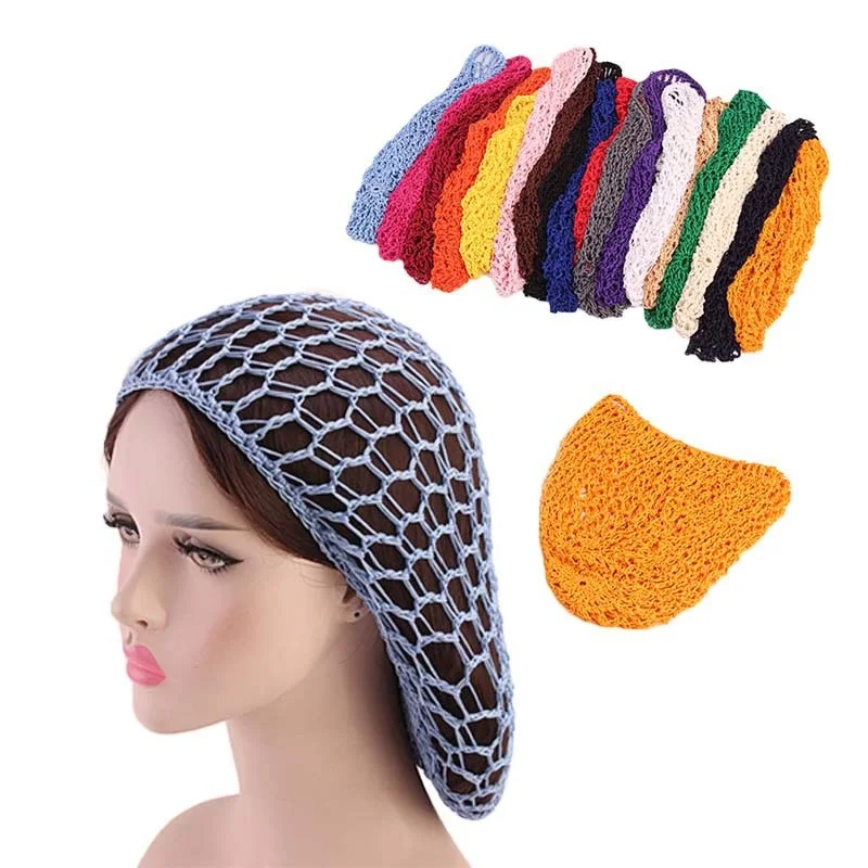 Hot Sale Dance Women Girls Muslim Hair Accessories Kufi Cap Knit Crochet Snoot Hairnet