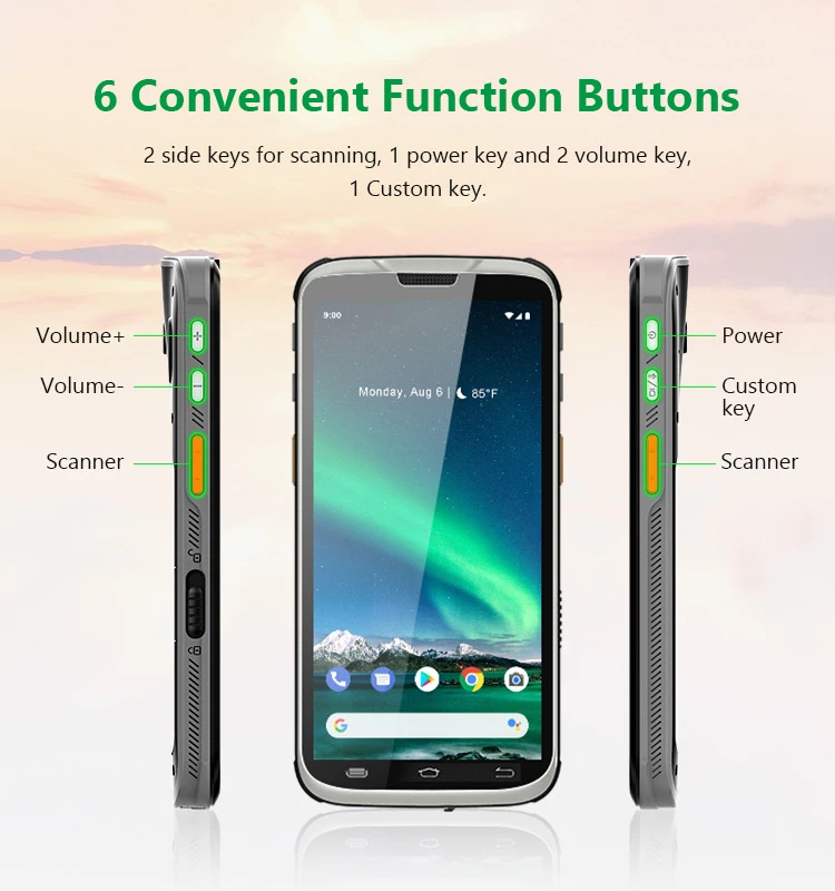  5 дюймовый портативный прочный КПК Android 4G GPS Wifi BT Nfc Rfid считыватель 1D 2D сканер штрих-кода отпечатков пальцев