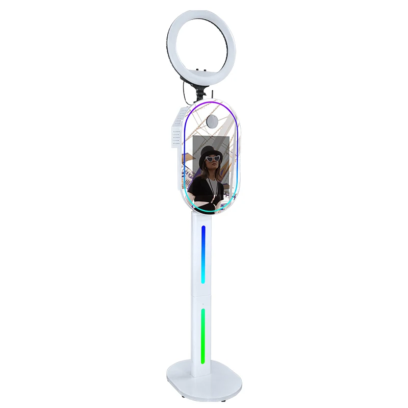 Supplier Customized 13.3 15.6 40 65 70Inch Selfie Oval Magic Mirror Con Camara Self Service Photobooth Selfie Photo Booth Mirror