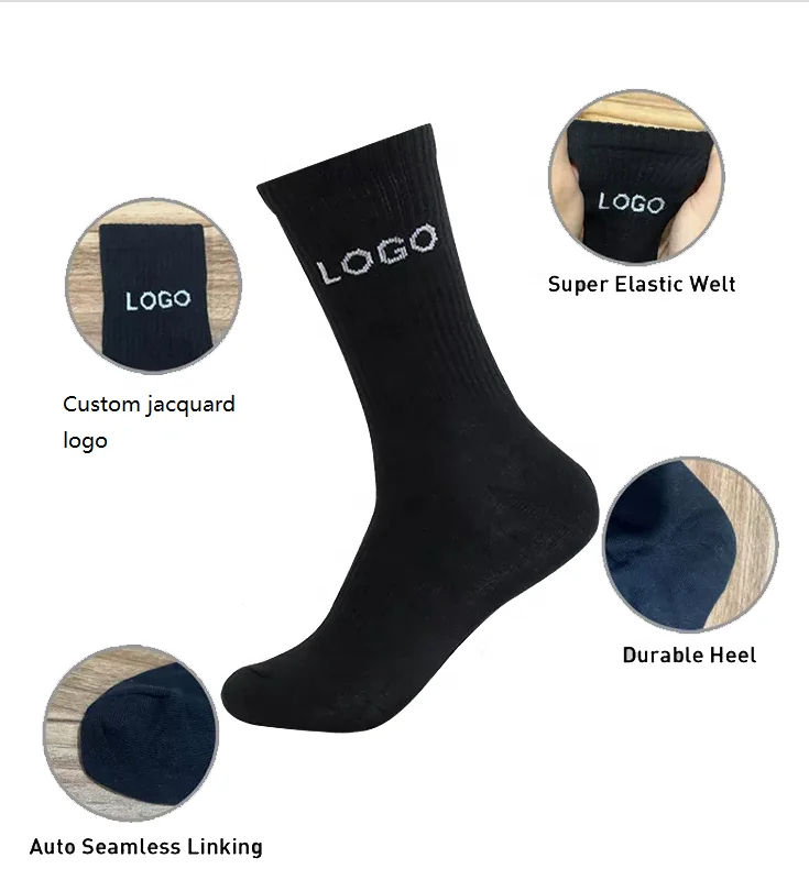 Wholesale Design Cotton Mens Streetwear Crew Socks Patterned Custom Logo Men Anti-Bacterial Crew Socks