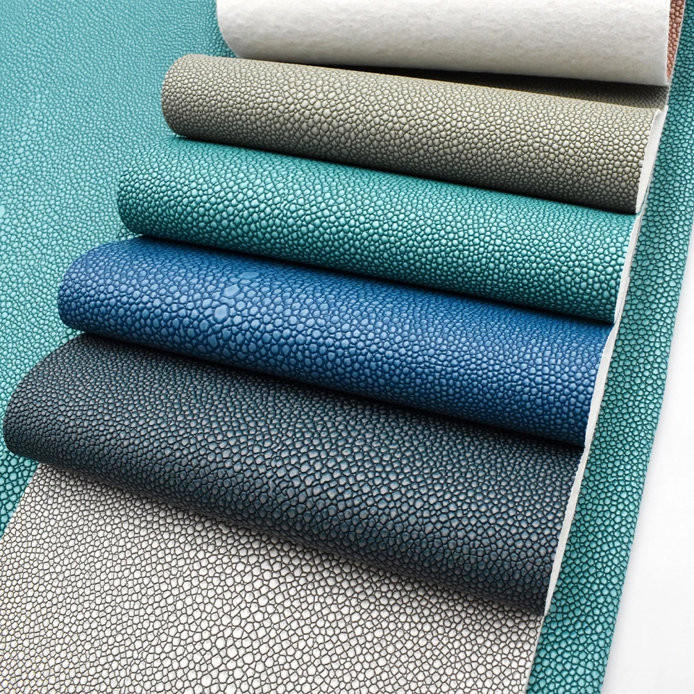 Wholesale Synthetic Leather Upholstery Fabrics Stingray Pattern Printed Shagreen Faux PVC Leather For Sofa, Home Decor